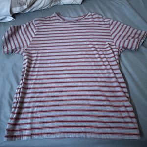 denim and flower striped t shirt